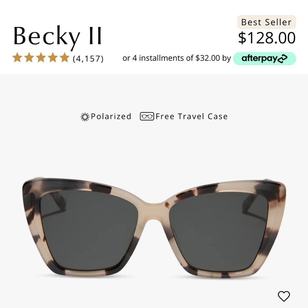 DIFF Eyewear Becky II Black and Cream Sunglasses